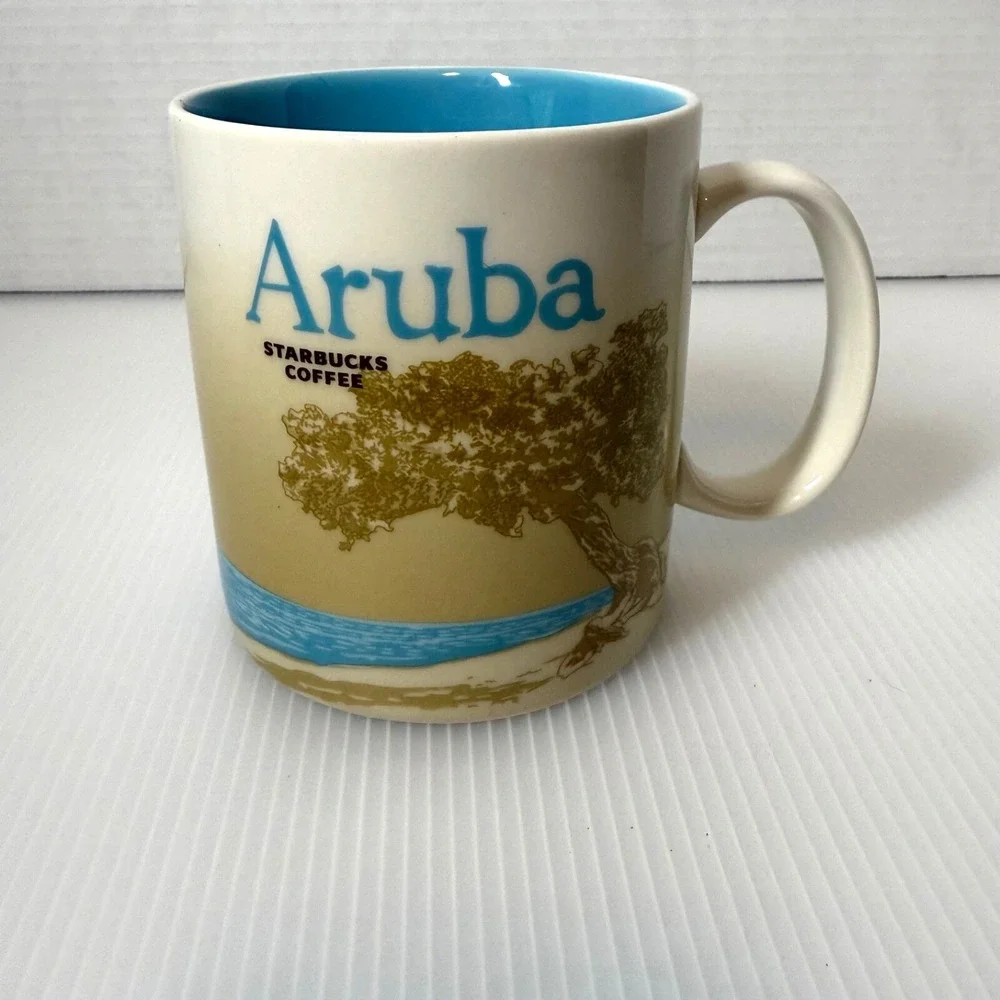 Starbucks Aruba 2015 Coffee Mug Cup Lite Blue 16oz Global Collectors Icon Series